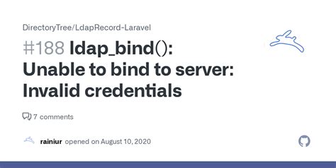 Ldap Bind Unable To Bind To Server Invalid Credentials Issue Directorytree