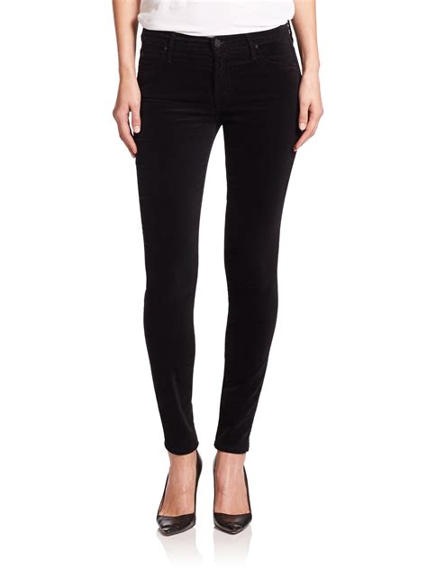 Lyst Mother The Charmer Velvet Skinny Jeans In Black