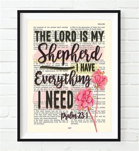 Vintage Bible Page Verse The Lord Is My Shepherd I Have Etsy