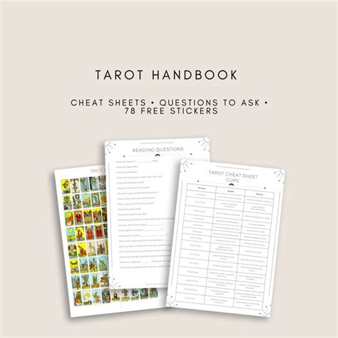 Tarot Handbook With Free Printable Tarot Card Stickers Tarot Spreads