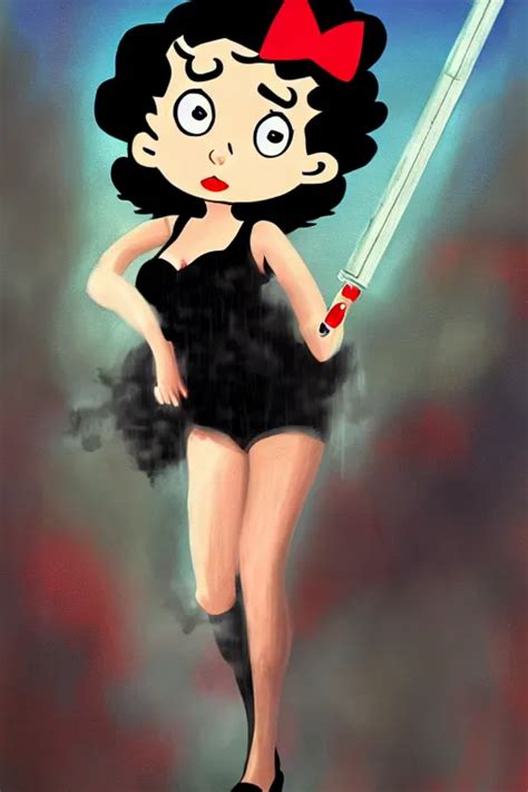 Betty Boop In Blade Runner Smoking A Cigarette Stable Diffusion