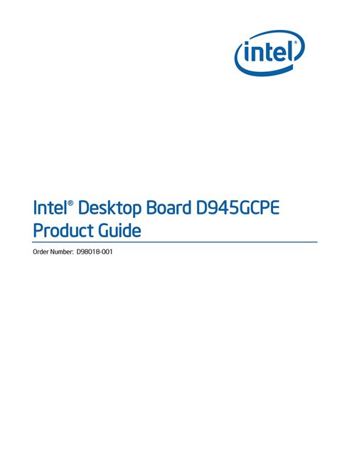 Intel D945gcpe Desktop Board Motherboard Product Manual Pdf Download