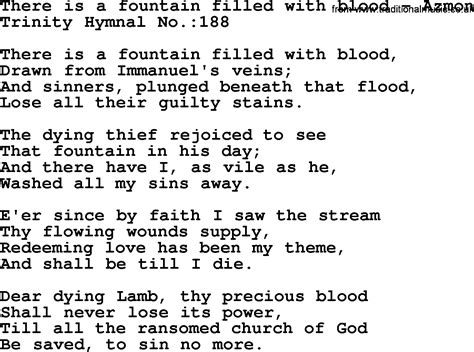 Trinity Hymnal Hymn There Is A Fountain Filled With Blood Azmon