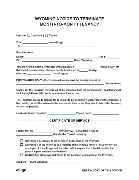 Free Wyoming Notice To Quit Lease Termination Letter Pdf Word
