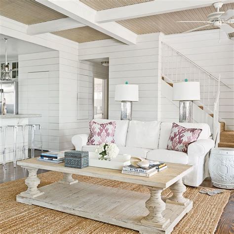 Beachy White Living Room 15 Shiplap Wall Ideas For Beach House Rooms