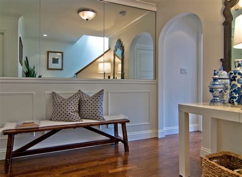 Maybe you would like to learn more about one of these? Foyer Wainscoting - Transitional - entrance/foyer - Tamara Mack Design | Mirror wall living room ...
