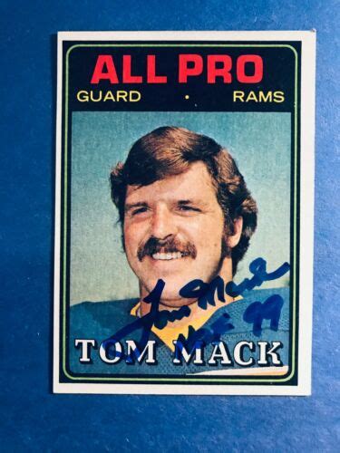 Signed Tom Mack Autographed 1974 Topps Football Card Rams Hof Ebay