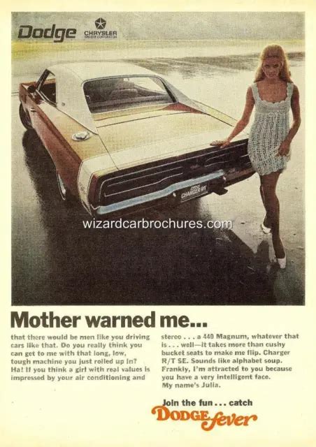 1969 Dodge Charger Rt Mopar Hemi A3 Poster Ad Sales Brochure
