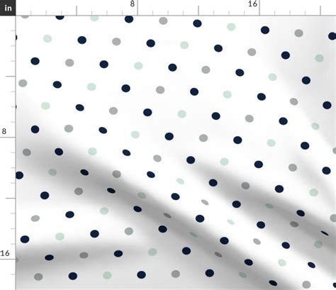Polka Dots Fabric Large Polka Dots Navymintgrey By Etsy