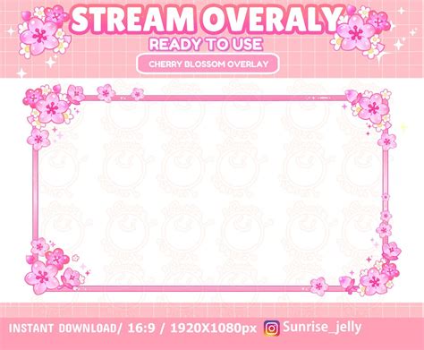 Twitch Pink Cherry Blossom Webcam Overlay Sakura Overlay Game