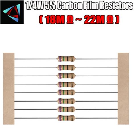 100pcs 14w 5 Carbon Film Resistor 18m 20m 22m Ohm In Resistors From