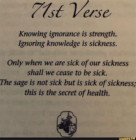Se Verse Knowing Ignorance Is Strength Ignoring Knowledge Is Sickness