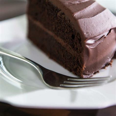 A Piece Of Chocolate Cake On A Plate With A Fork