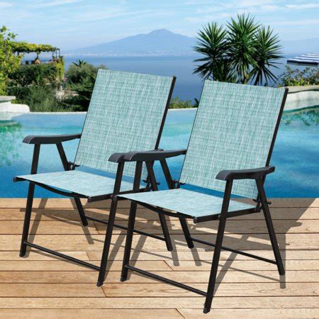 Giantex set of 2 patio folding chairs, sling chairs, indoor outdoor lawn chairs, camping garden pool beach yard lounge chairs w/armrest, patio dining chairs, metal frame no assembly, yellow. Sundale Outdoor Beach Yard Pool Sling Back Chairs Patio ...