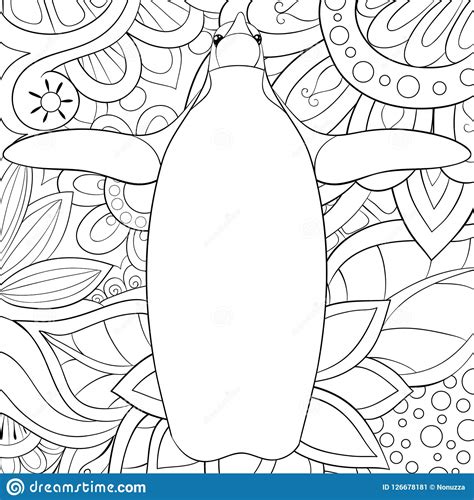 Adult Coloring Bookpage A Cute Penguin For Relaxingzen Art Style