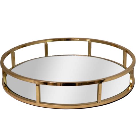 metal round shape serving dressing table tray with mirror glass base ebay