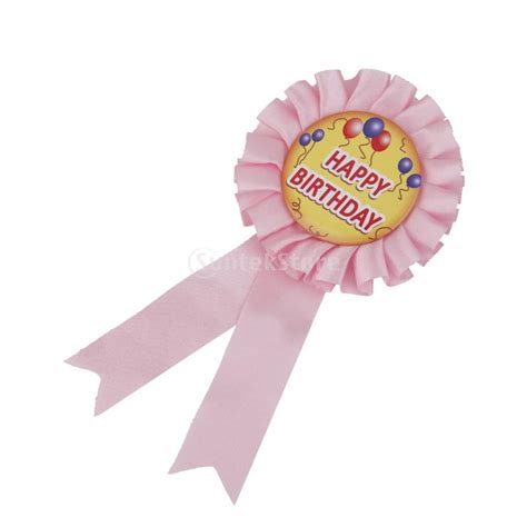 Happy Birthday Award Ribbon Rosette Badge Brooch Birthday Party Favor