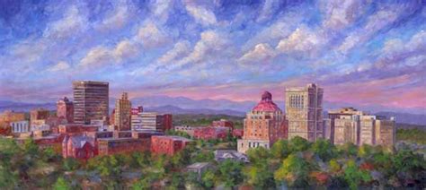 Painting Of Asheville Area Skyline Art Downtown Asheville Nc