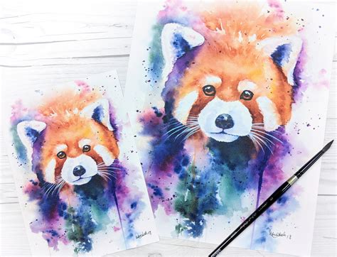 Watercolor Red Panda Standard Art Print Red Panda Painting