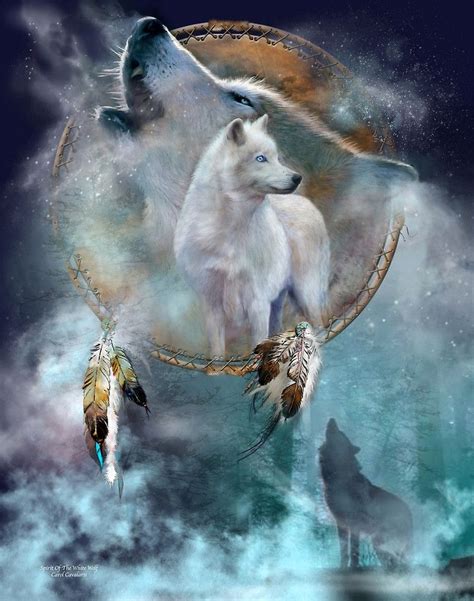 Dream Catcher Spirit Of The White Wolf By Carol Cavalaris Wolf
