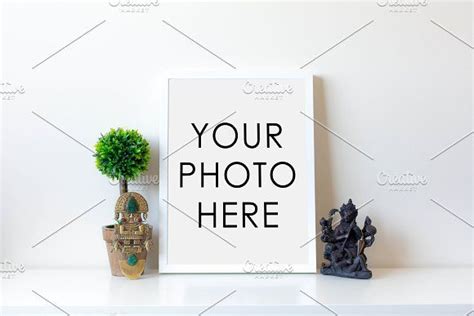 White Frame With Statue & Topiary | White frame, Frame ...