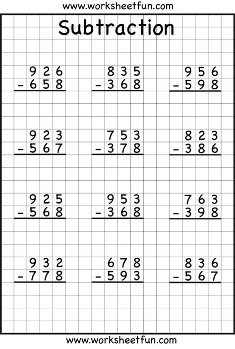 Subtraction With Regrouping Practice Worksheets | 99Worksheets