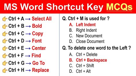 Ms Word Shortcut Keys Mcqs For All Competitive Exams And Interviews