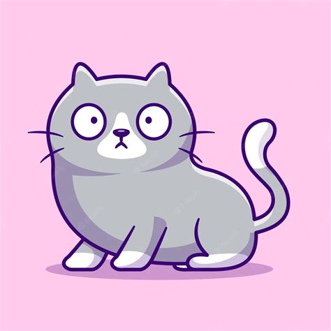Free Vector Cute Fat Cat Shocked Cartoon Vector Icon Illustration