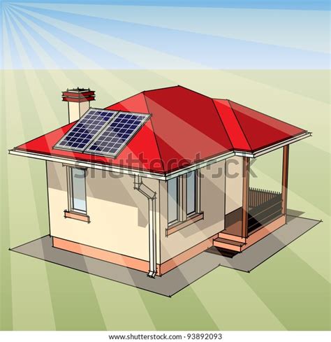 Little House Solar Panels Stock Vector Royalty Free 93892093