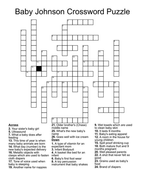 Baby Johnson Crossword Puzzle Wordmint