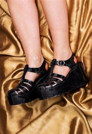 Visor Wedge Heel Flatform Jelly Platform Sandals Black From Spy Love