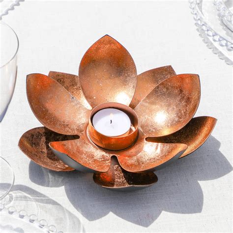 Black And Copper Metal Flower Garden Candle Holder By Dibor