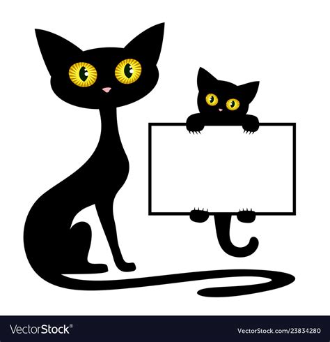 Frame With Black Kitten And Cat Royalty Free Vector Image