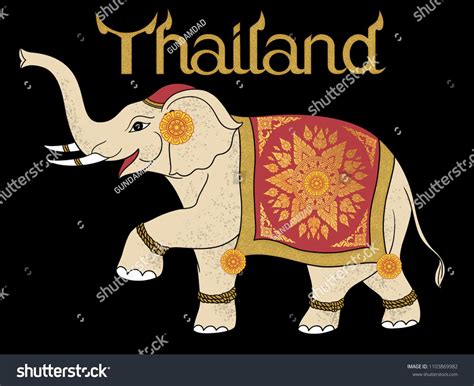 Thai Elephant Drawingtraditional Style Thailand Changthai ภาพประกอบ