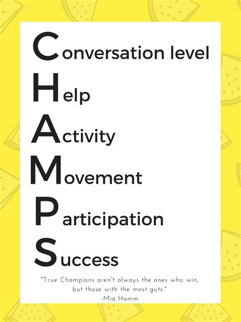 Champs Classroom Management Poster For High School Students Champs