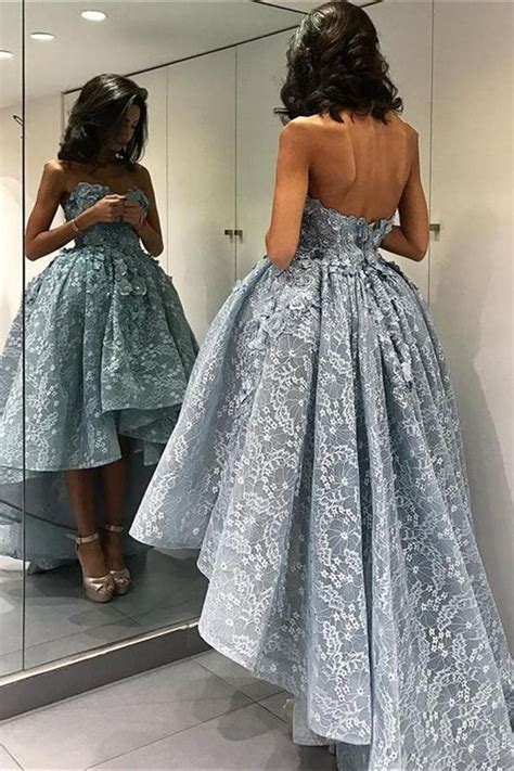 Short Front Long Back Lace Prom Dressesmodest Evening Dresses