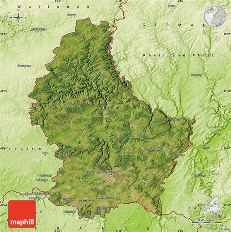 Satellite Map Of Luxembourg Physical Outside