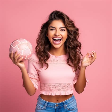 Premium Ai Image Photo Of Excited Mexican Girl Holding A Ball