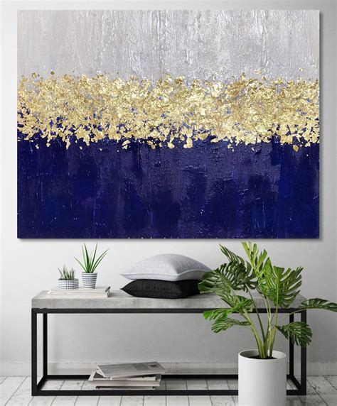 Navy Blue Abstract Art Large Blue Wall Art Modern Abstract Etsy In