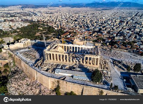 Aerial View Of Parthenon And Acropolis In Athensgreece Stock Photo By