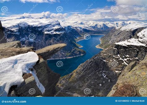 Trolltunga Norway Stock Image Image Of Snow Altitude 43148055