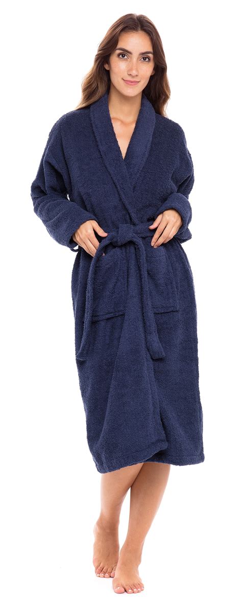 Skylinewears Woman Cotton Bathrobe Terry Cloth Knee Length Spa Bathrobe