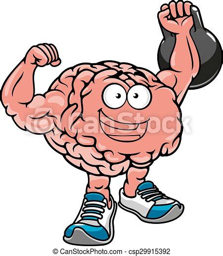 Eps Vectors Of Brawny Brain With Muscles Lifting Weights