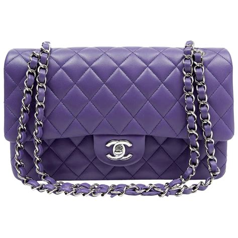 Chanel Purple Lambskin Double Flap Classic- Medium size | 1stdibs.com ...