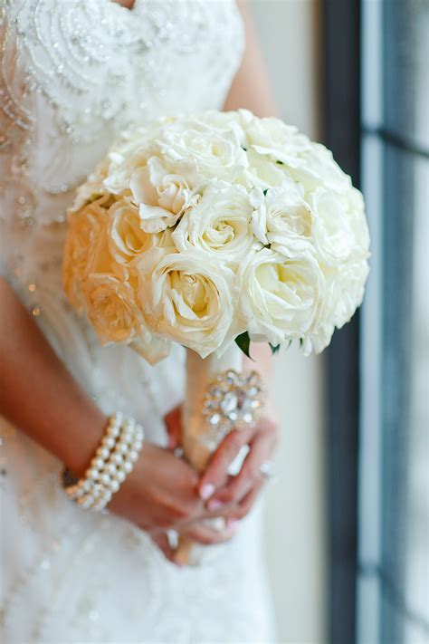 Classic Ivory Rose Bridal Bouquet With Wrap