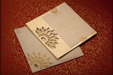 Traditional Indian Wedding Card With Gold Foil Printing