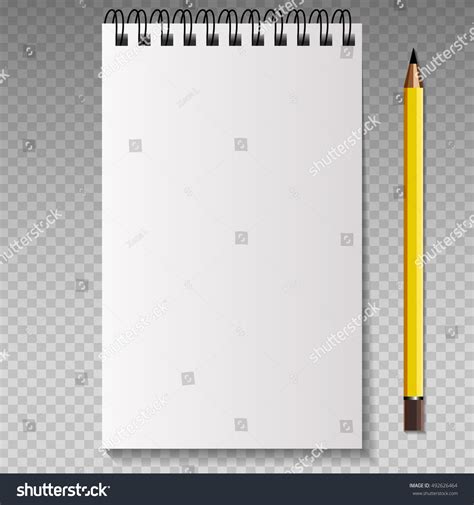 Realistic Template Notebook Pencil Blank Cover Stock Vector Royalty