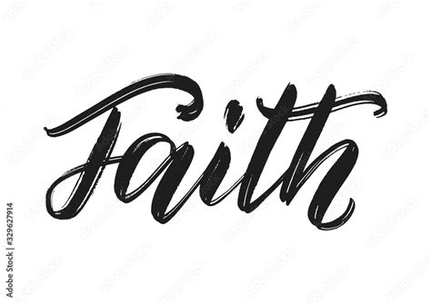Faith Word Hand Lettering Handmade Calligraphy As Believe Faith And