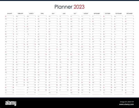 Planificador De 2023 Años Calendario Organizador De Pared Plantilla