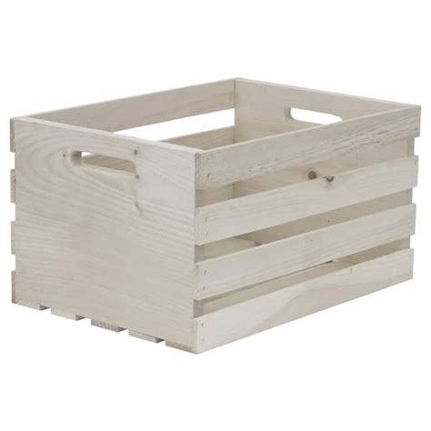 Crates And Pallet Large Washed Wood Crate In White 67521 The Home Depot